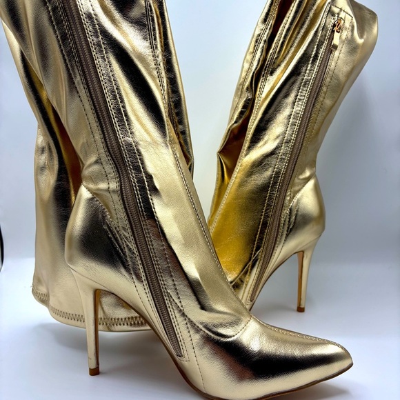 CAMSSOO Women's Thigh High Boots Side Zip Pointed Toe Fashion Stiletto Size 7.5 - Picture 5 of 7